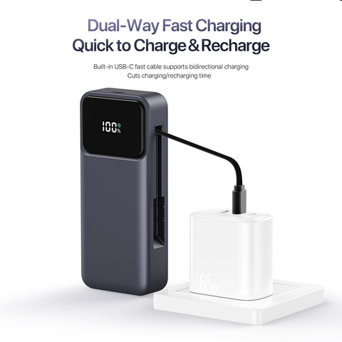 DUZZONA For Universal  P1 10000mAh 22.5W Portable Power Bank with Retractable Charging Cable