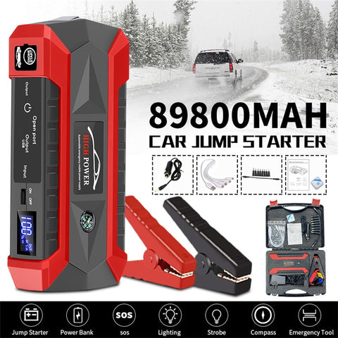 ABS Car Jump Starter 12V 89800mAh Car Emergency Starter 4 USB Power Supply with Light for Gas / Diesel Engine Vehicles
