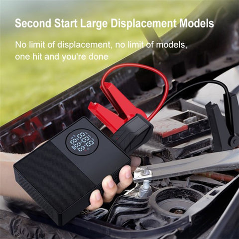 8000mAh 35C Car Jump Starter Air Pump Inflator Emergency Battery Power Bank LED Light, Smart Battery Clip Cable