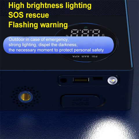 8000mAh 35C Car Jump Starter Air Pump Inflator Emergency Battery Power Bank LED Light, Smart Battery Clip Cable