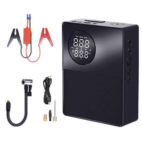 6000mAh 35C Car Jump Starter Air Inflator Power Bank Emergency Battery Charger with Light, Standard Battery Clip Cable