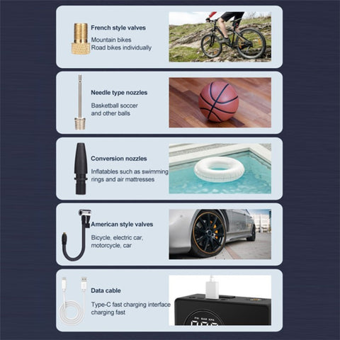 6000mAh 35C Car Jump Starter Air Inflator Power Bank Emergency Battery Charger with Light, Standard Battery Clip Cable