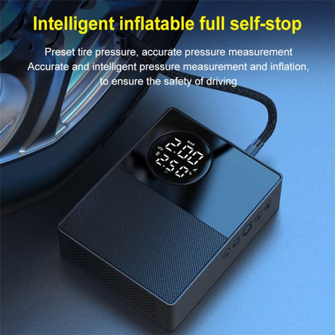 6000mAh 35C Car Jump Starter Air Inflator Power Bank Emergency Battery Charger with Light, Standard Battery Clip Cable
