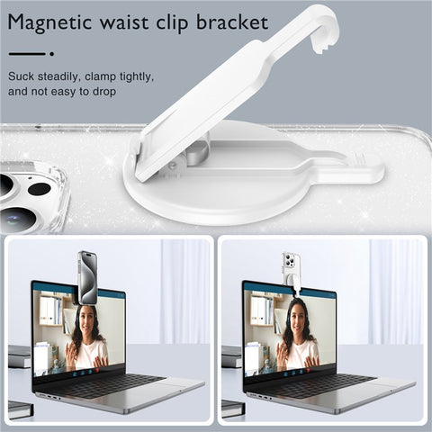 Magnetic Phone Mount Stand Multi-Functional Holder Anti-Drop for Belt Clip / Desktop / Computer Clip