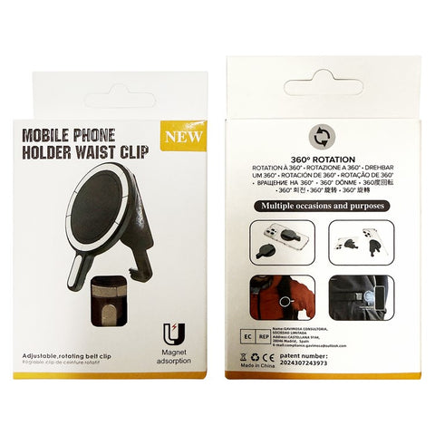 Magnetic Phone Mount Stand Multi-Functional Holder Anti-Drop for Belt Clip / Desktop / Computer Clip