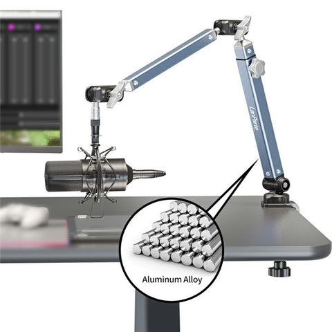 LANPARTE B-DMS-01 Clip On Heavy Duty Microphone Holder Three Sections Adjustable Boom Arm Stand