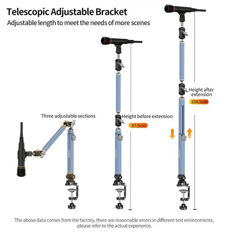 LANPARTE B-DMS-01 Clip On Heavy Duty Microphone Holder Three Sections Adjustable Boom Arm Stand