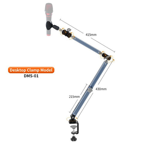 LANPARTE B-DMS-01 Clip On Heavy Duty Microphone Holder Three Sections Adjustable Boom Arm Stand