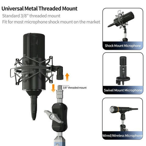 LANPARTE DMS-02 Three Sections Adjustable Heavy Duty Microphone Boom Arm Stand with Suction Cups