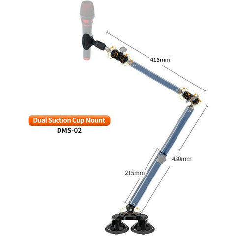 LANPARTE DMS-02 Three Sections Adjustable Heavy Duty Microphone Boom Arm Stand with Suction Cups