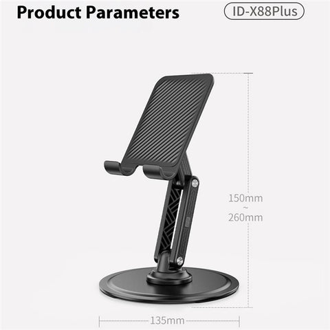 JOPREE X88plus Portable Folding Stand 360 Degree Rotating Desktop Holder for Phones Tablets Up to 16 Inch