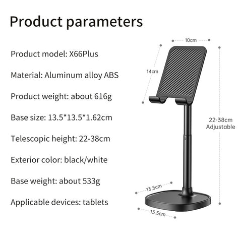 JOPREE X66plus Adjustable Height Desktop Tablet Stand ABS + Aluminum Alloy Phone Holder Bracket