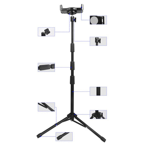 Universal Mobile Phone Tablet Holder Floor Stand 360 Degree Rotating Retractable Tripod Bracket, Thicken Version