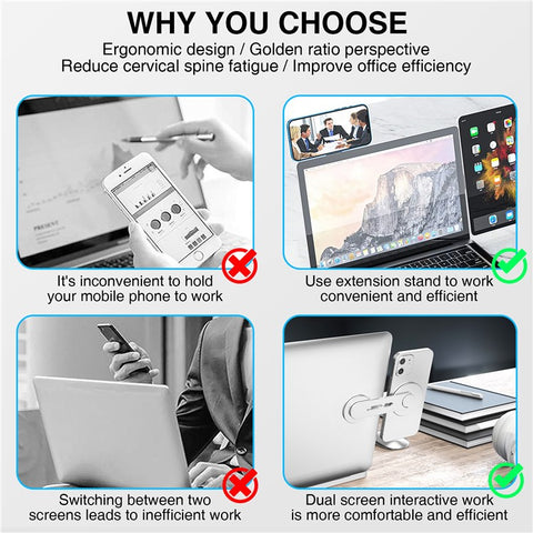 AHASTYLE WG26-5 Aluminum Alloy Magnetic Portable Adjustable Phone Stand / iPhone 16 / 16 Plus / 16 Pro / 16 Pro Max