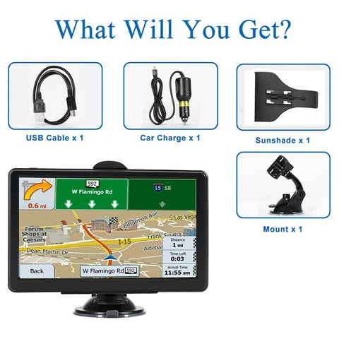 G102 7 Inch Car GPS Navigator 128M + 8G Speed Camera Alert Navigation System with Europe Map