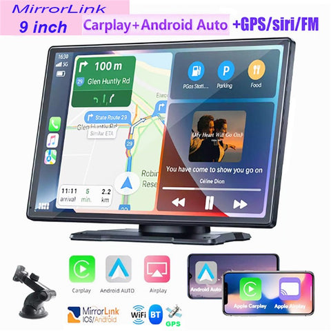 W519 9 Inch Wireless CarPlay Android Auto Screen Portable Car Stereo with GPS Navigation / AirPlay / Mirror Link