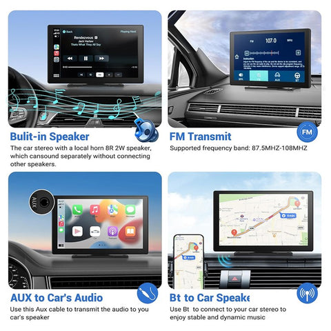 W519 9 Inch Wireless CarPlay Android Auto Screen Portable Car Stereo with GPS Navigation / AirPlay / Mirror Link