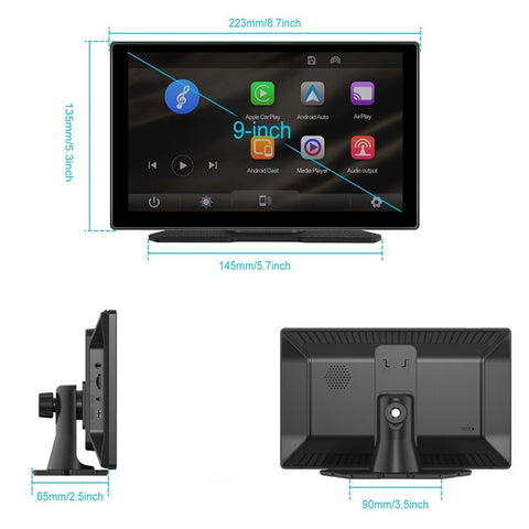 W519 9 Inch Wireless CarPlay Android Auto Screen Portable Car Stereo with GPS Navigation / AirPlay / Mirror Link