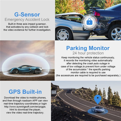 V53 4K Dash Cam Front and Rear Dual Dash Cameras for AZDOME GS63H Recorder Full HD 170° Wide Angle WiFi GPS Backup Camera Supports 128G TF Card