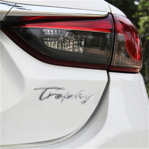 TROPHY Letter Aluminum Alloy Label Decor Self Adhesive Car Decal Sticker SUV Decoration