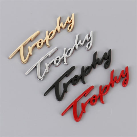 TROPHY Letter Aluminum Alloy Label Decor Self Adhesive Car Decal Sticker SUV Decoration