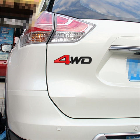 Aluminum Alloy Car Badge Sticker 4WD Letter Decal Universal Car Exterior Sticker