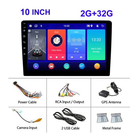 R-910E 10-inch Mirror Link GPS Navigation Android 12 Car Multimedia Player, 2GB+32GB