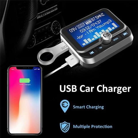 BC32 LCD Bluetooth-compatible MP3 Player Dual USB Car Charger FM Transmitter with Remote Control