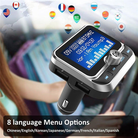 BC32 LCD Bluetooth-compatible MP3 Player Dual USB Car Charger FM Transmitter with Remote Control
