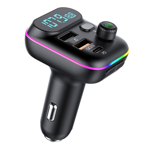 T70 Bluetooth-compatible 5.0 FM Transmitter USB PD 18W QC3.0 Fast Charging Adapter Music Player with Hands-free Calling for Car