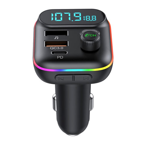 T70 Bluetooth-compatible 5.0 FM Transmitter USB PD 18W QC3.0 Fast Charging Adapter Music Player with Hands-free Calling for Car