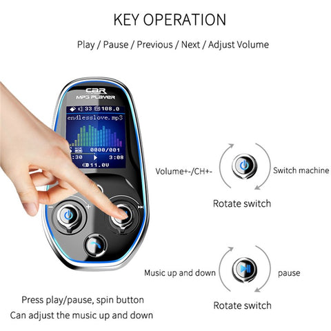 BT29A EQ FM Bluetooth-compatible Transmitter Car MP3 TF/U Disk Player with QC 3.0 + Type-C Fast Charging