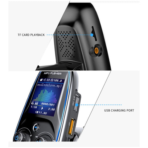 BT29A EQ FM Bluetooth-compatible Transmitter Car MP3 TF/U Disk Player with QC 3.0 + Type-C Fast Charging