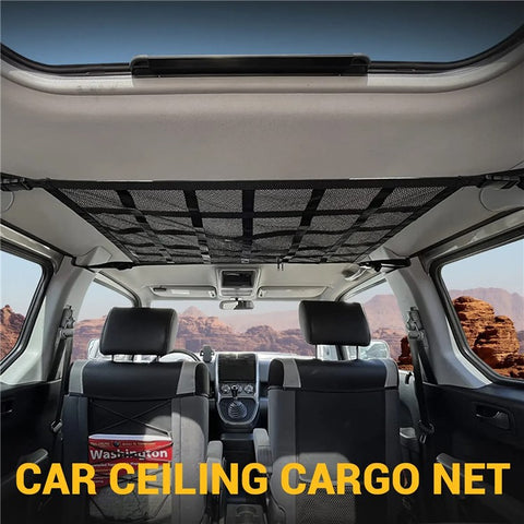 70x50cm Double-Layer Car Roof Storage Net Pocket Vehicle Interior Roof Storage Mesh Organizer