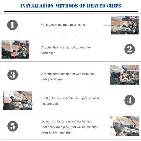 CS-054B1 1Pair 12V Motorcycle Heated Grip 3rd Generation Fast Heating Electric Handlebar Grip Heater with Two Gear Adjustable
