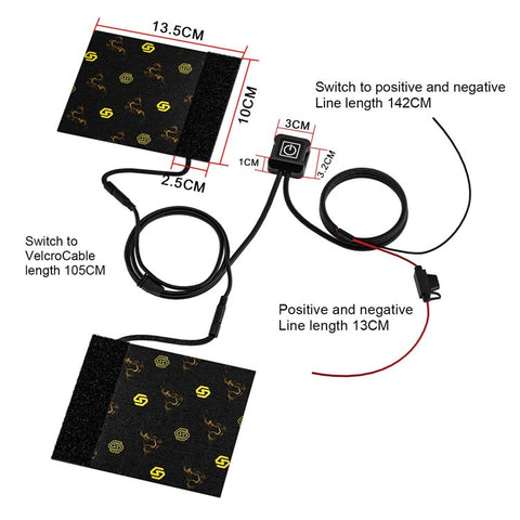 WUPP CS-974B1 1 Pair Stylish Pattern Motorcycle Heated Grips Handlebar Heating Pads 3-Gear Adjustable Motorbike Handlebar Heating Cover