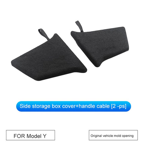 M10490 2PCS Handle Design Flocking Cover Lids for Tesla Model Y Car Rear Trunk Storage Bin Box Car Organizer