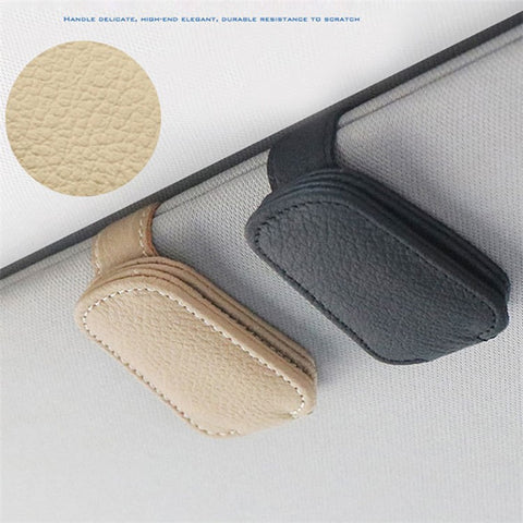 Magnetic Adsorption Car Sun Visor Glasses Holder PU Leather Sunglasses Card Ticket Clip