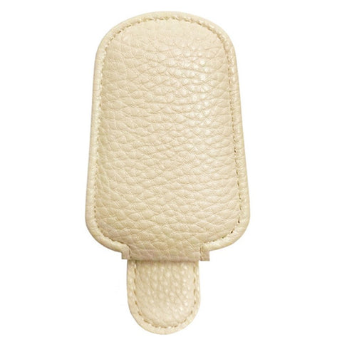 Magnetic Adsorption Car Sun Visor Glasses Holder PU Leather Sunglasses Card Ticket Clip