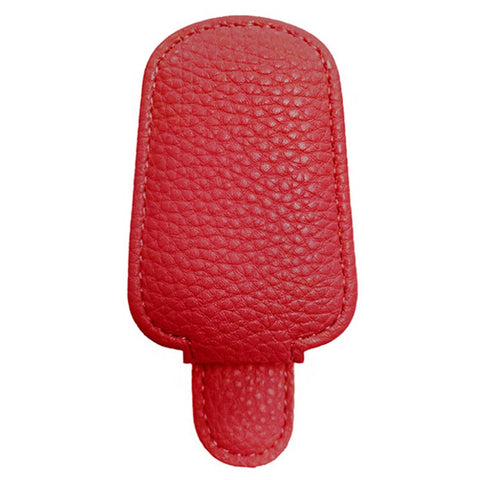 Magnetic Adsorption Car Sun Visor Glasses Holder PU Leather Sunglasses Card Ticket Clip