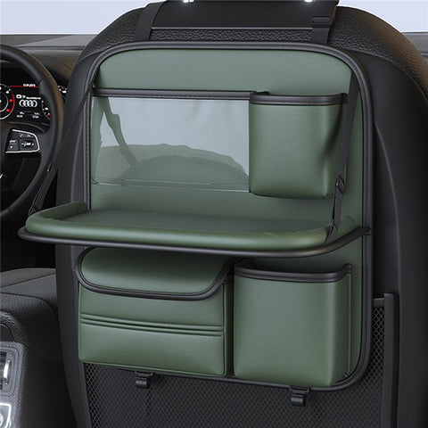 Waterproof Car Seat Back Organizer Hanging Storage Bag with Foldable Tray