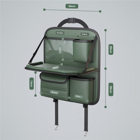 Waterproof Car Seat Back Organizer Hanging Storage Bag with Foldable Tray