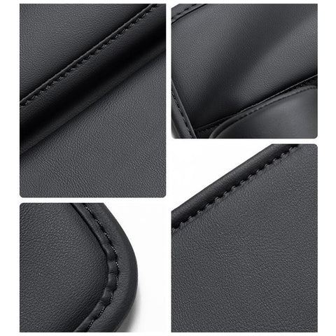 AUTOCOLOR Driver + Passenger Side Car Seat Seam Leather Storage Box Phone Drink Organizer