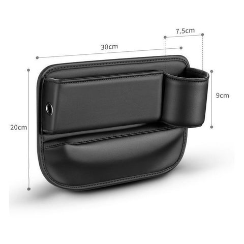AUTOCOLOR Driver + Passenger Side Car Seat Seam Leather Storage Box Phone Drink Organizer