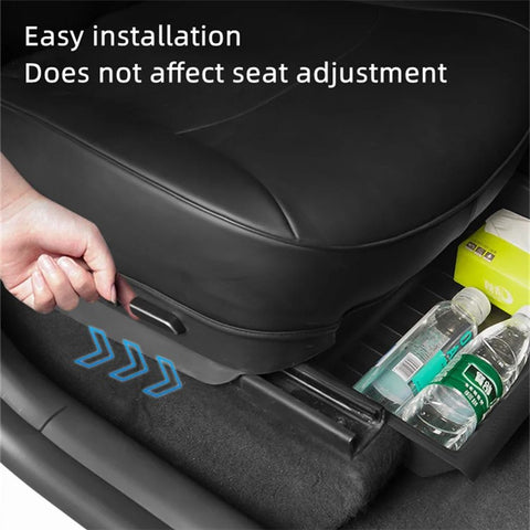 TSL521 For Tesla Model Y Under Seat Drawer TPE Hidden Storage Box, No Lid