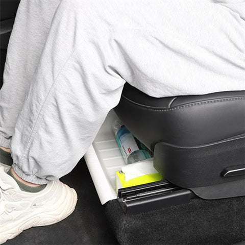 TSL521 For Tesla Model Y Under Seat Drawer TPE Hidden Storage Box, No Lid