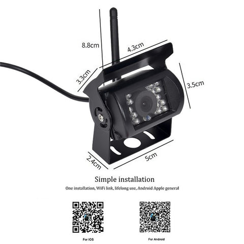 WCA101 WiFi Wireless Dash Cam HD Car Truck Reversing Camera IR Night Vision Rear View Car Parking Camera