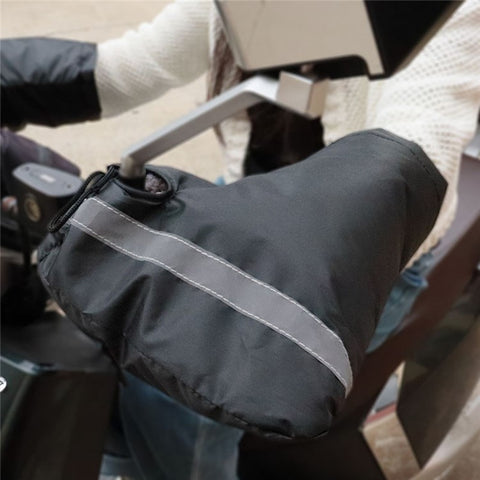KG0245 1 Pair Motorcycle Handle Warm Cover 210D Oxford Cloth Waterproof Snow-proof Gloves with Reflective Strip