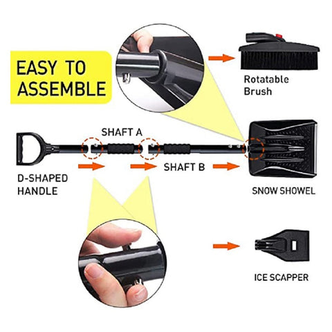 MAIZELAI 3 In 1 Detachable Ice Scraper Windshield Ice Breaker Winter Snow Brush Shovel Car Snow Remover Kit