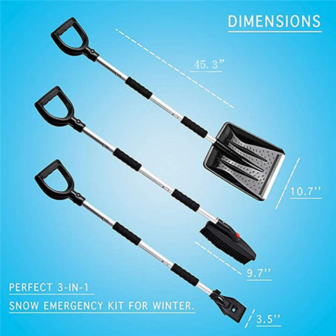 MAIZELAI 3 In 1 Detachable Ice Scraper Windshield Ice Breaker Winter Snow Brush Shovel Car Snow Remover Kit